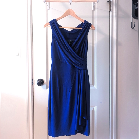 Lauren Ralph Lauren Dresses & Skirts - 🌈3 for 10 Ralph Lauren Royal Blue gathered front midi dress size 4